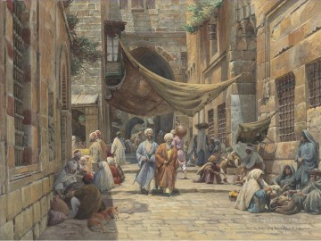 Gustav Bauernfeind Painting - King David Street Jerusalem Gustav Bauernfeind Orientalist